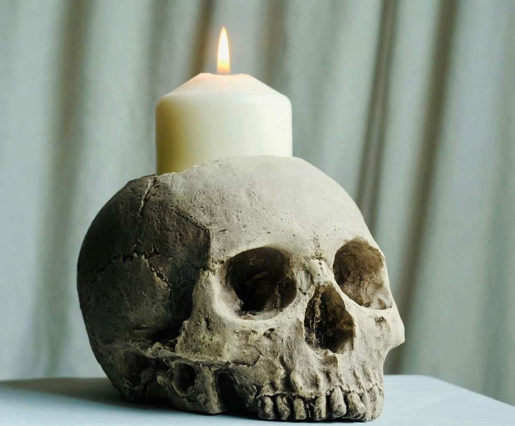 Ravens Alley Original Skull candle Holder
