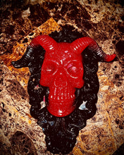 Hand Poured Resin Skull and Horns Plaque
