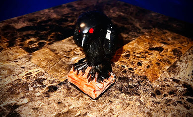 Cement Poured raven hand-painted
