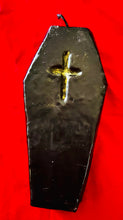 Black Coffin Candle with effigy and Cross